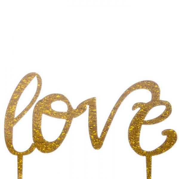 Cake Topper Gold - love